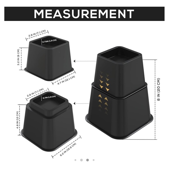 DORMS?? NEW Utopia Bedding Adjustable Bed Risers - Elevation Hts 3", 5" or 8" - Picture 3 of 11